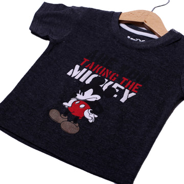NEW CHARCOAL GREY ARE YOU TAKING THE MICKEY PRINTED HALF SLEEVES T-SHIRT